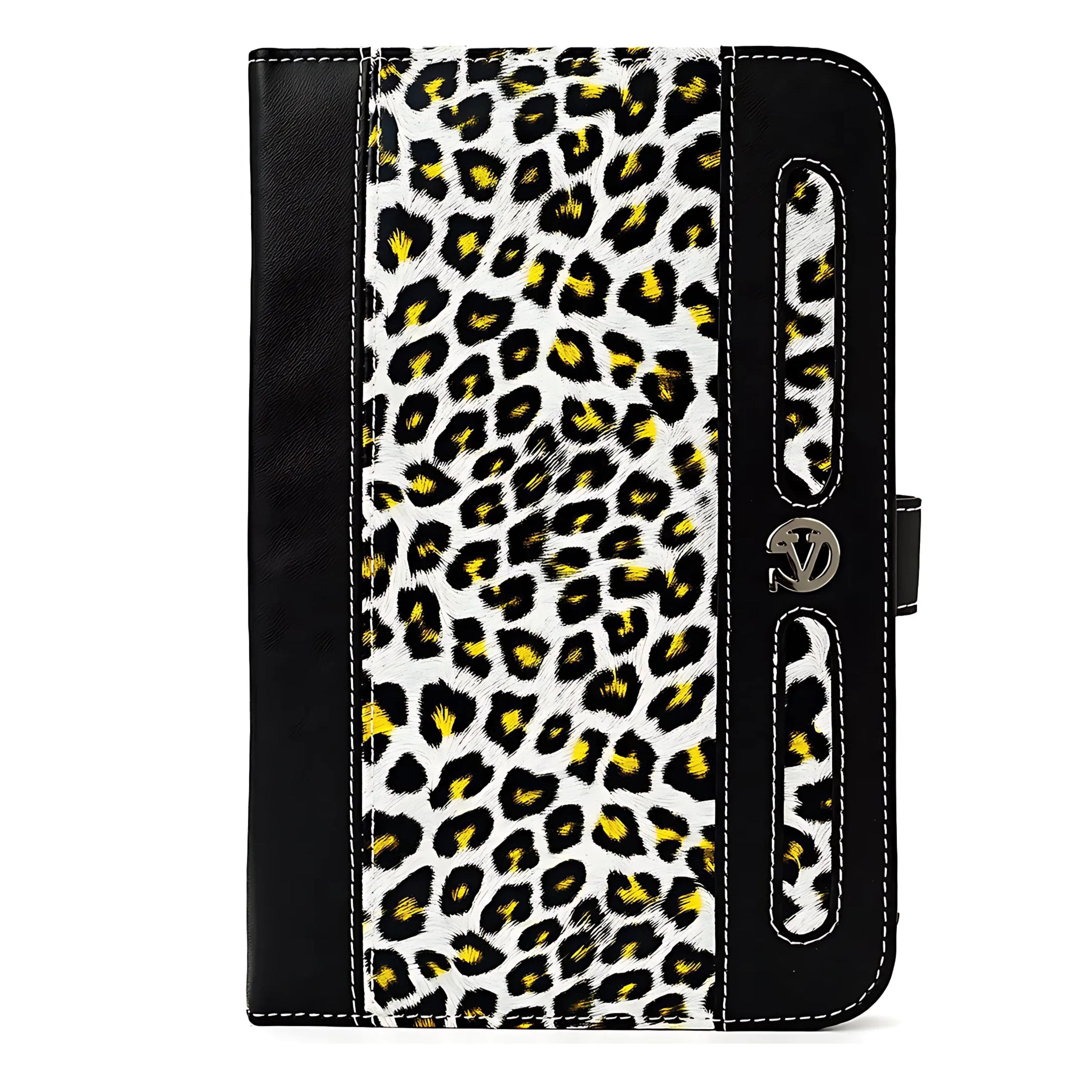 Kitcheniva - Leopard Tablet Leather Folio Case Cover For Amazon Fire 7 - Golden Leopard