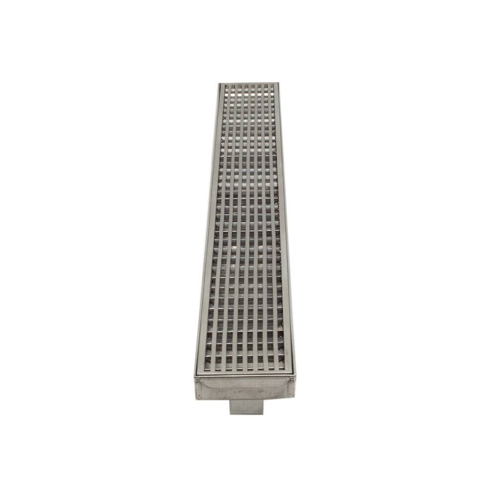 Angle. Alfi - 36" Modern Stainless Steel Linear Shower Drain with Groove Lines - Gray.