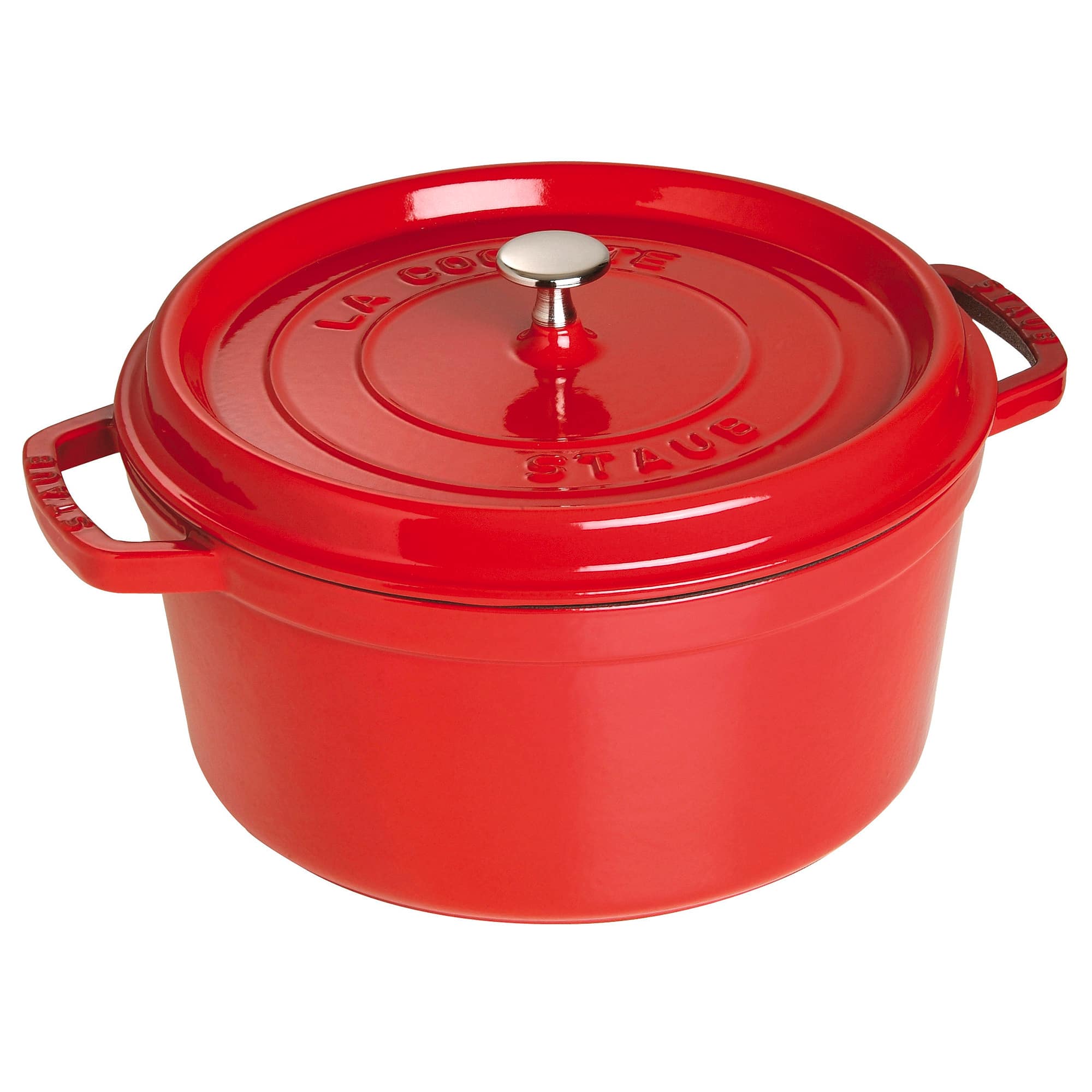 Staub - Cast Iron Round Cocotte, Dutch Oven, 7-quart, serves 7-8, Made in France - Cherry