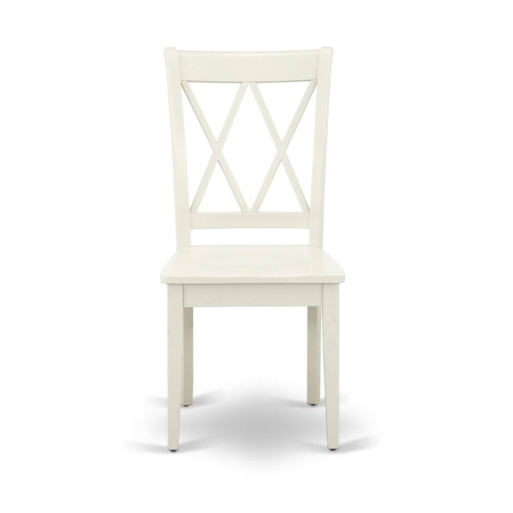 Alt View 1. East West Furniture - AMCL3-LWH-W 3 Piece Dining Room Set - 1 Pedestal Table and 2 Linen White Wooden Chairs - Linen White Finish - Linen White.
