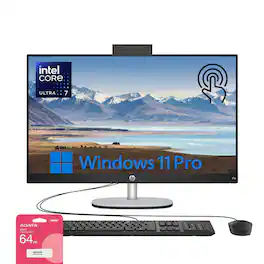 HP - 27" FHD Touchscreen All-in-One - Wired KB & Mouse - Intel Core Ultra 7 255U - 32GB RAM, 2TB SSD - Adata 64GB USB Drive - Black