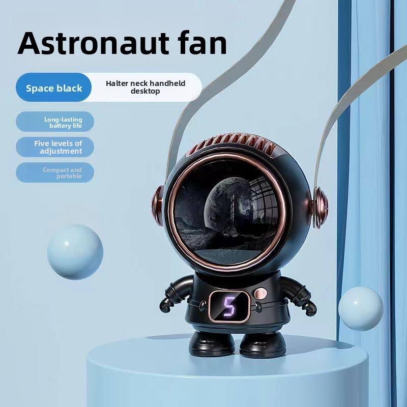Astronaut fan  
Space black  
Halter neck handheld desktop  
Long-lasting battery life  
Five levels of adjustment  
Compact and portable