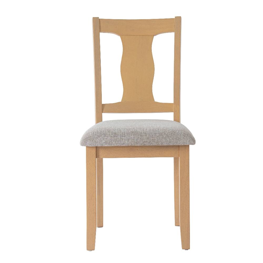 Alt View 3. Loheer - Loheer Dining Chairs Set of 2, Mid-Century Rubberwood Upholstered Chairs with High Backrest, Beige - Beige.