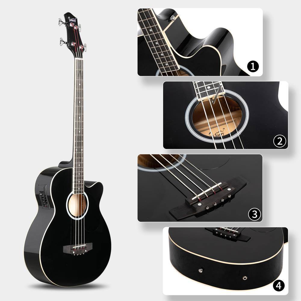 Alt View 1. Winado - 44.5 in EQ 4 String Acoustic Bass Guitar, Full Size Bass Guitar Kit with Portable Guitar Bag, Premium Cable,Wrench,Strap.