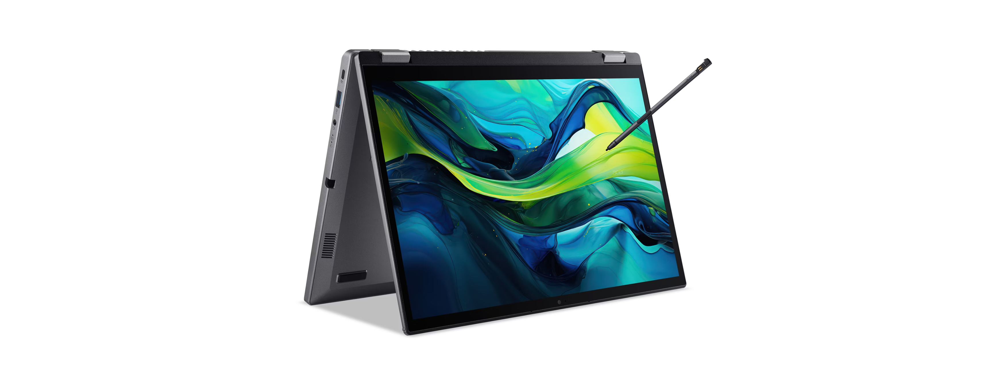 Back. Acer - Aspire Spin 14" 2-in-1 Laptop Intel Core Ultra 7 155U 16GB RAM 1TB SSD Windows 11 Home - ASP14-52MTN-75J3 - Steel Gray.