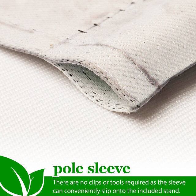 pole sleeve  
There are no clips or tools required as the sleeve can conveniently slip onto the included stand.