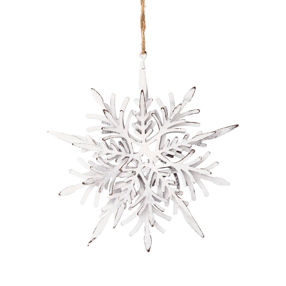 Angle. Dexmalle - Dexmalle-Christmas Tree Decorative  Iron Snowflake Hanger,Set of 6-White - White.