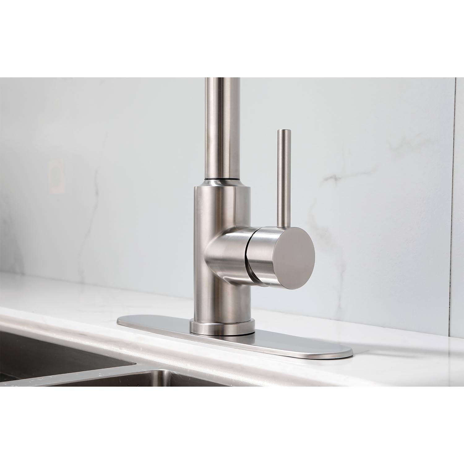 Alt View 2. Siljoy - Kitchen Faucet with Pull Down Sprayer - Brushed Nickel.
