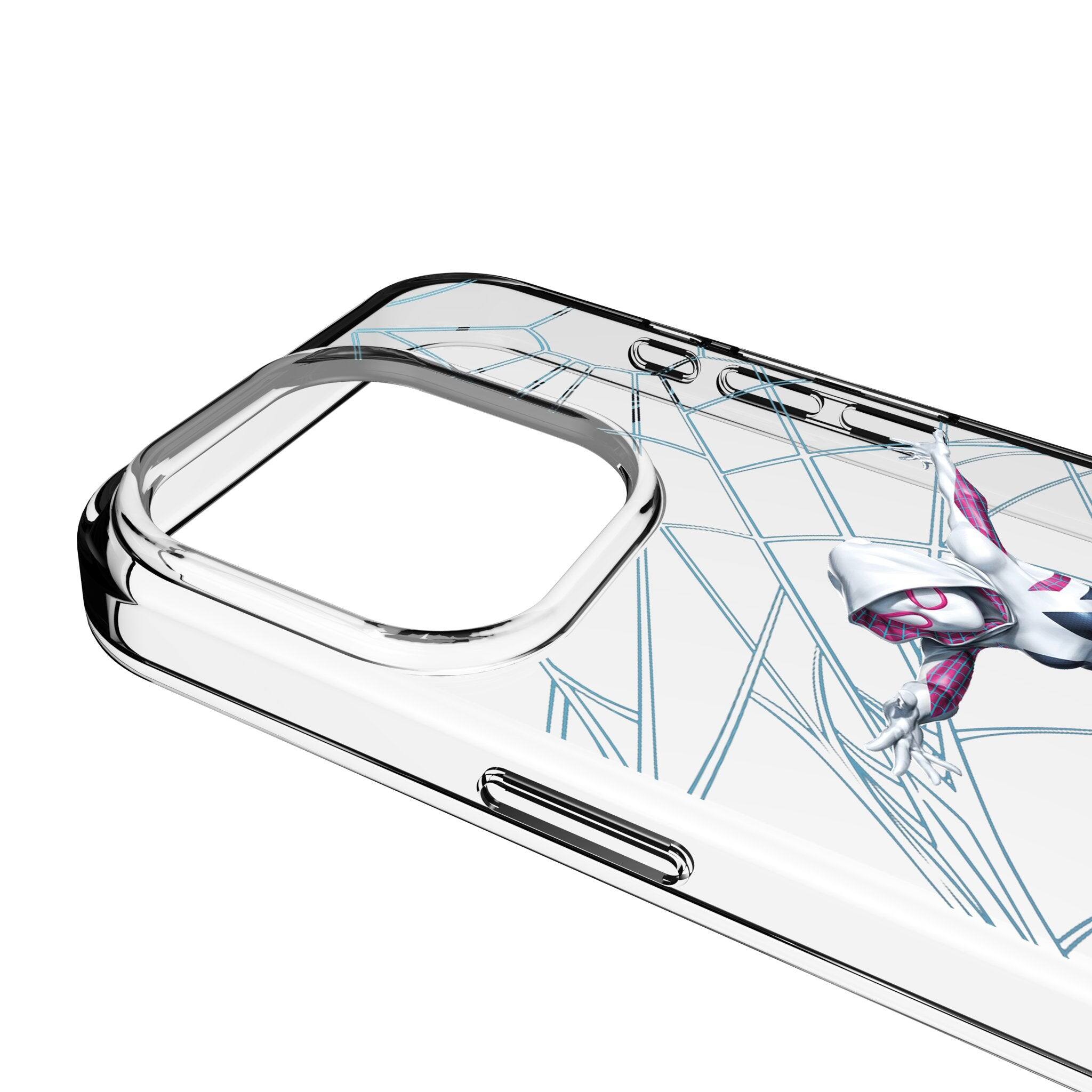 Left. Keyscaper - Marvel MechLine Clear Phone Case - Apple iPhone 15 Pro Max - Spider-Gwen.