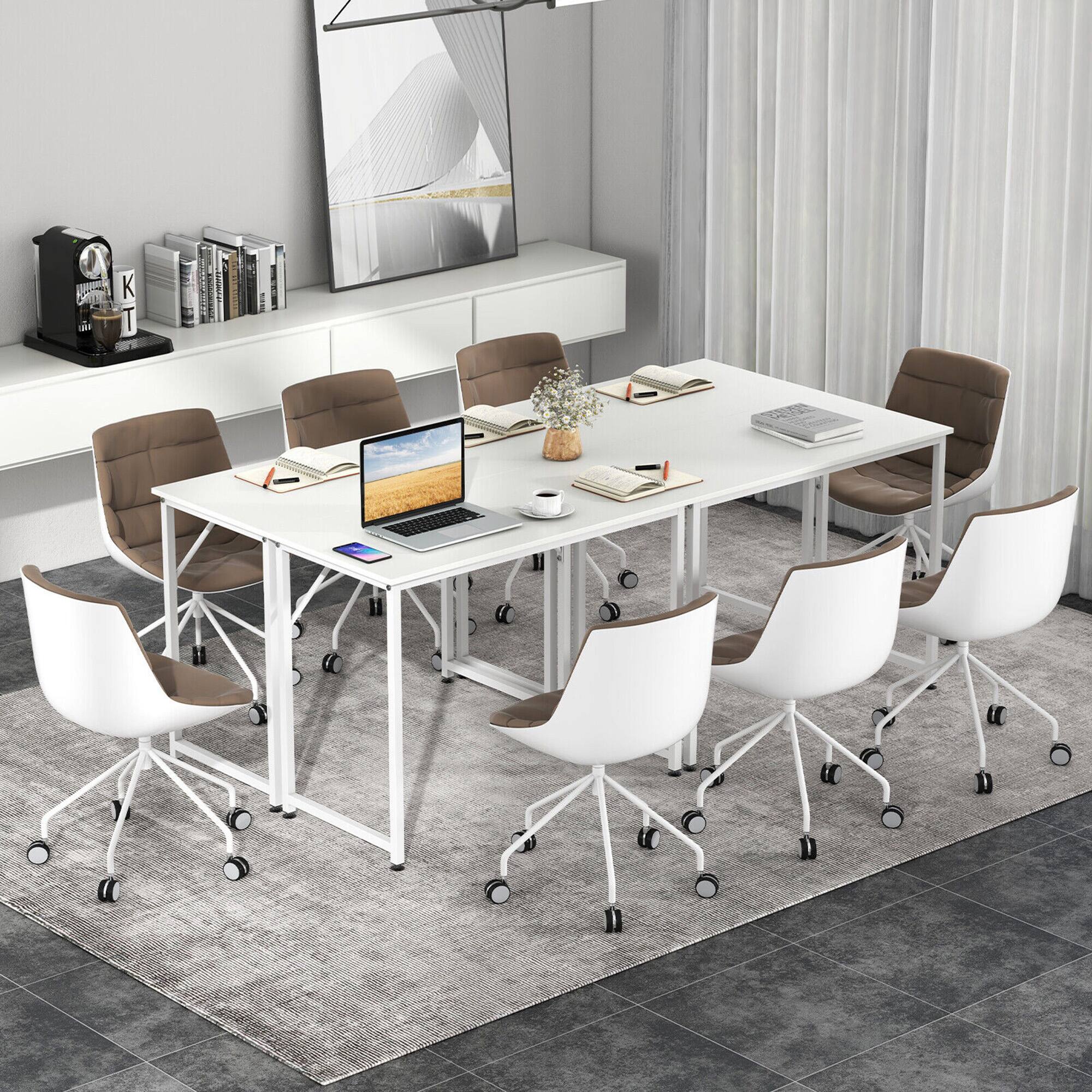 Alt View 3. Gymax - Gymax 3PCS Home Office PC Table Rectangular Meeting Room Table 40''x19.5'' w/ Metal Frame - White.