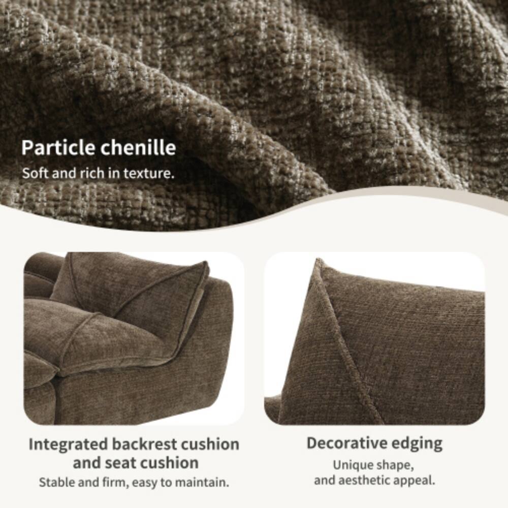 Particle chenille  
Soft and rich in texture.  

Integrated backrest cushion and seat cushion  
Stable and firm, easy to maintain.  

Decorative edging  
Unique shape, and aesthetic appeal.