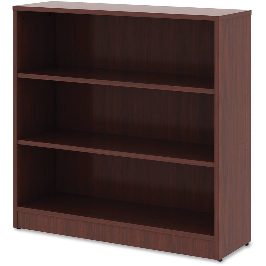 Angle. Lorell - Lorell Laminate Bookcase 3 Shelf 36" H x 36" W x 12" D Sturdy Adjustable Shelf  Laminate Mahogany - Brown|Mahogany.