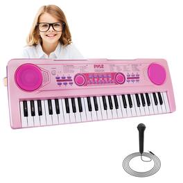 Pyle - Electric Piano, Electric Keyboard Piano, Music Keyboard - 49 Keys, Karaoke Fun, Rechargeable Battery - Pink