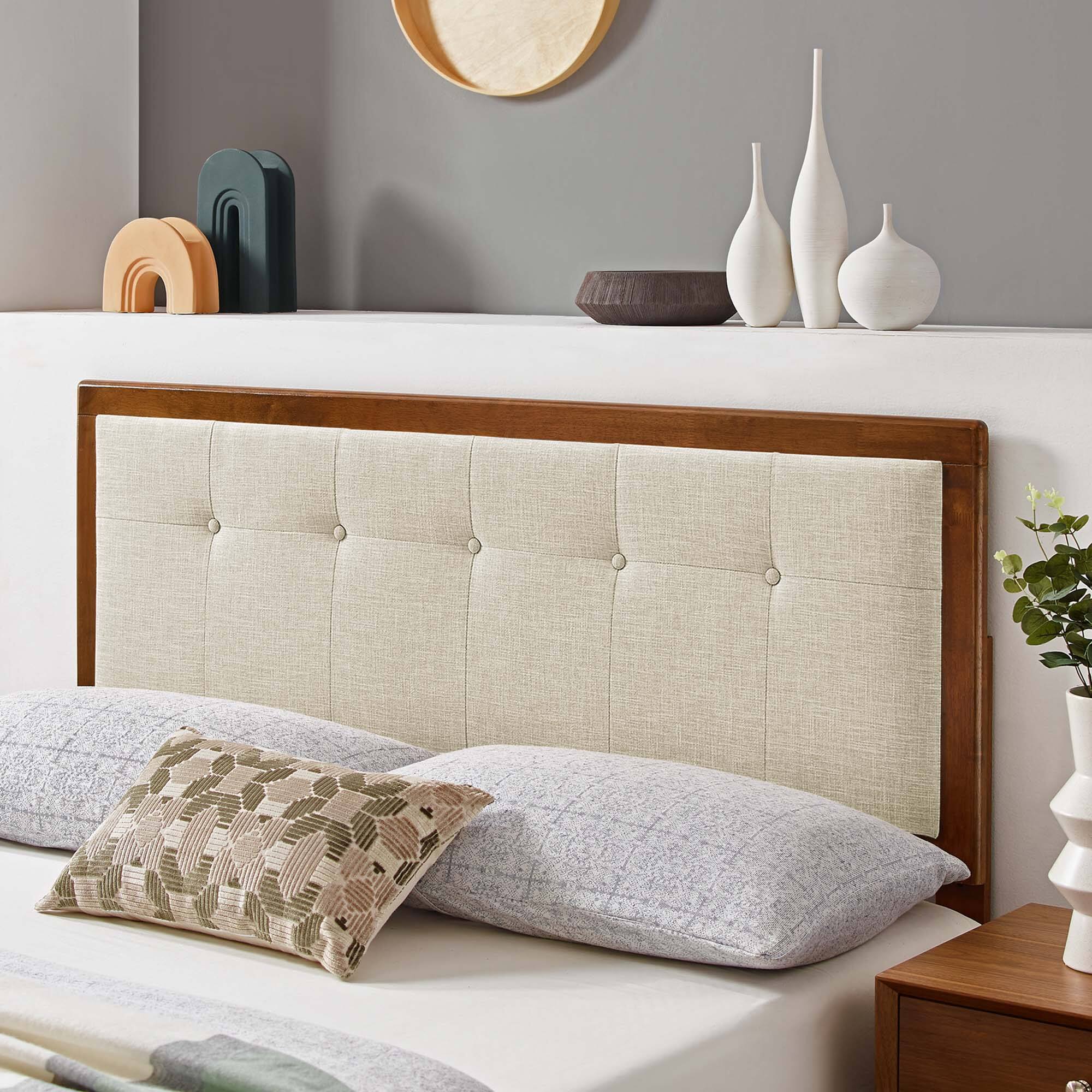 Alt View 2. Modway - Draper Tufted Fabric and Wood King Headboard by Modway - Brown.