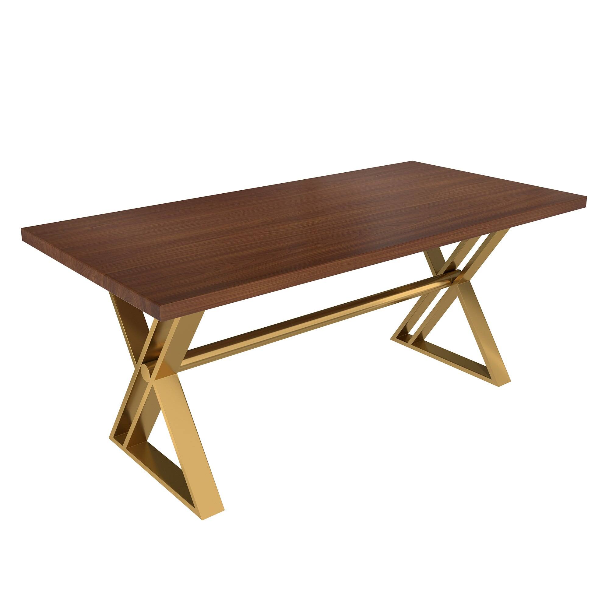 Alt View 10. Boyel Living - Brown Walnut Wood 70.87 Inch Cross Legs Dining Table Seats 6 Modern Rectangular Table - Brown.