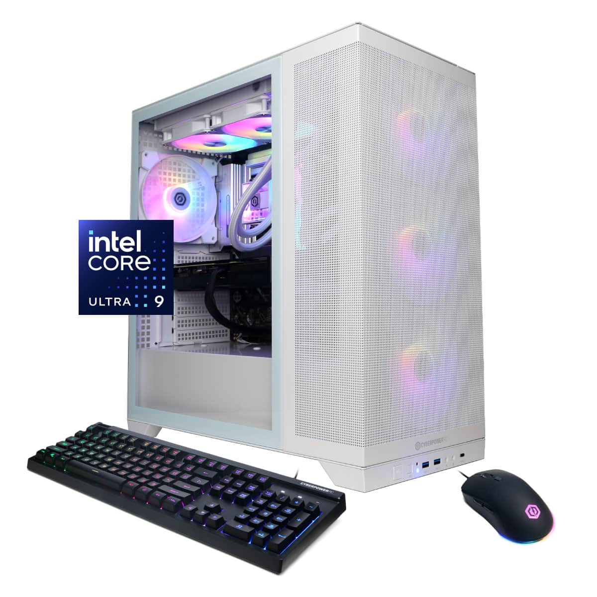 CyberPowerPC - Gaming Desktop - Intel Core Ultra 9 285 - NVIDIA GeForce RTX 5070 12GB - 32GB DDR5 - 2TB PCIe 4.0 SSD - White - Front_Zoom
