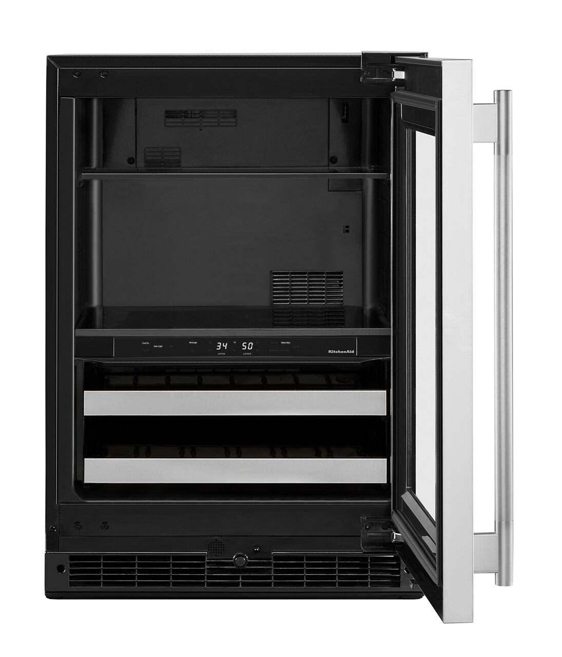 Alt View 1. KitchenAid - 24" Beverage Center with Glass Door and Metal-Front Racks - Black Cabinet/Stainless Doors.