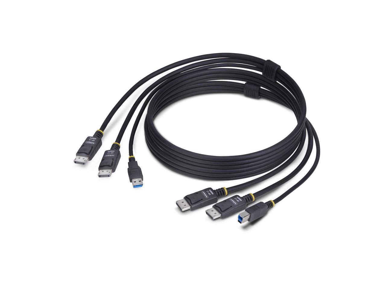 Front. StarTech.com - StarTech 6ft Dual DisplayPort & USB 5Gbps KVM Cable, 4K 60Hz, DP 1.2 Combo for Dual-Monitor KVM Switches.