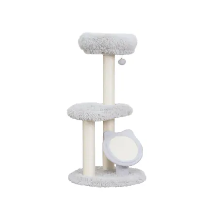 Front. PetPals - Rockview Cozy 2-Level Scratching Post Cat Tree - Gray.