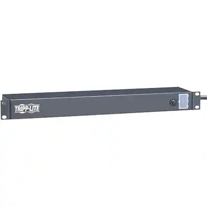 Front. Tripp Lite - Tripp Lite by Eaton 1U Rack-Mount Network Server Power Strip 120V 15A 6-Outlet (Rear-Facing) 15 ft. (4.57 m) Cord - NEMA - Black.