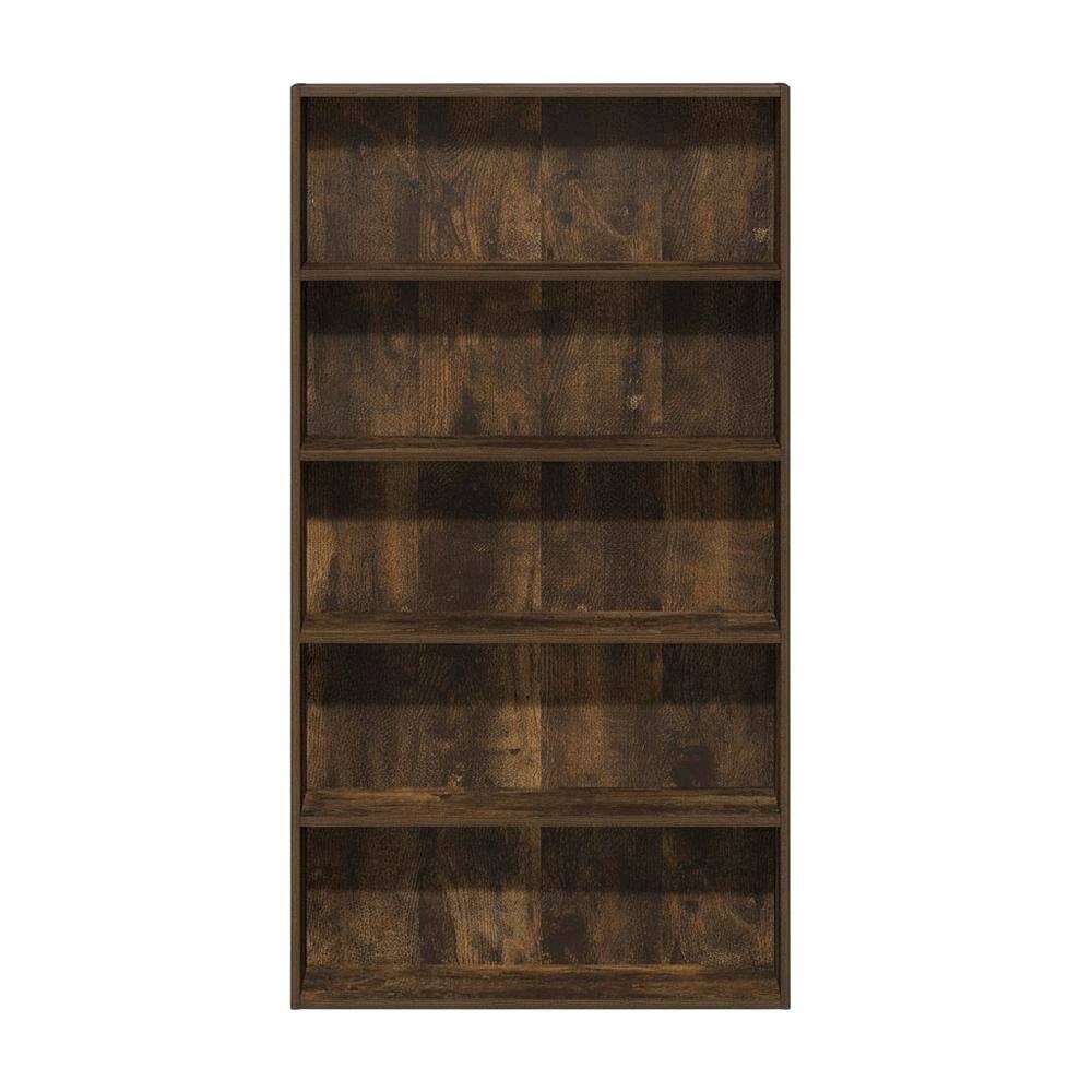 Back. FurniFact - Wooden bookcase with clean design and sturdy construction - Amber Pine.