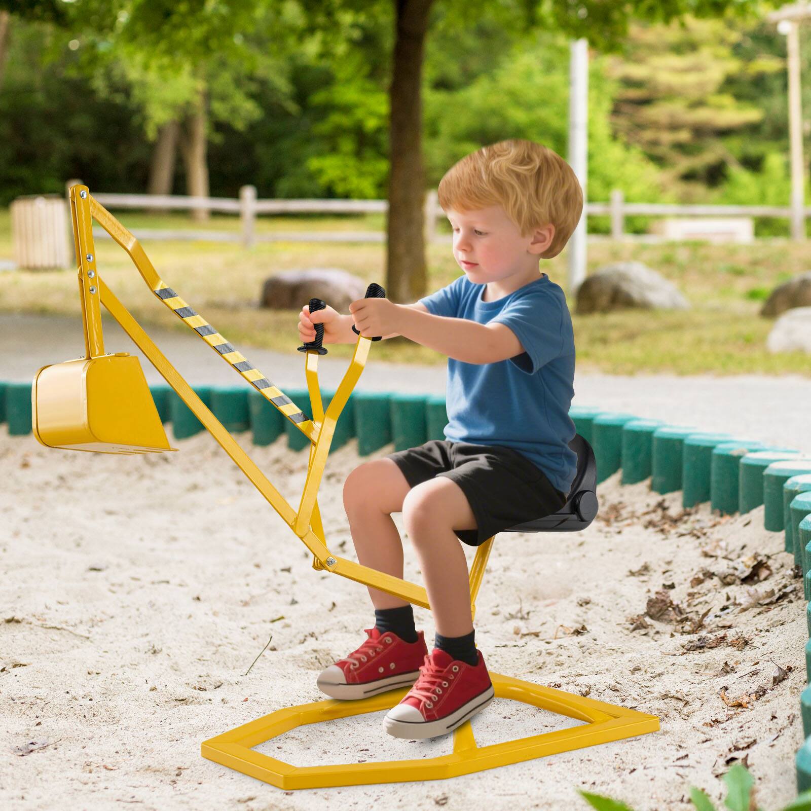Alt View 3. Gymax - Gymax Sand Digger for Kids w/2-Handed Controls Flexible Shovel 360° Rotatable Function - Yellow.