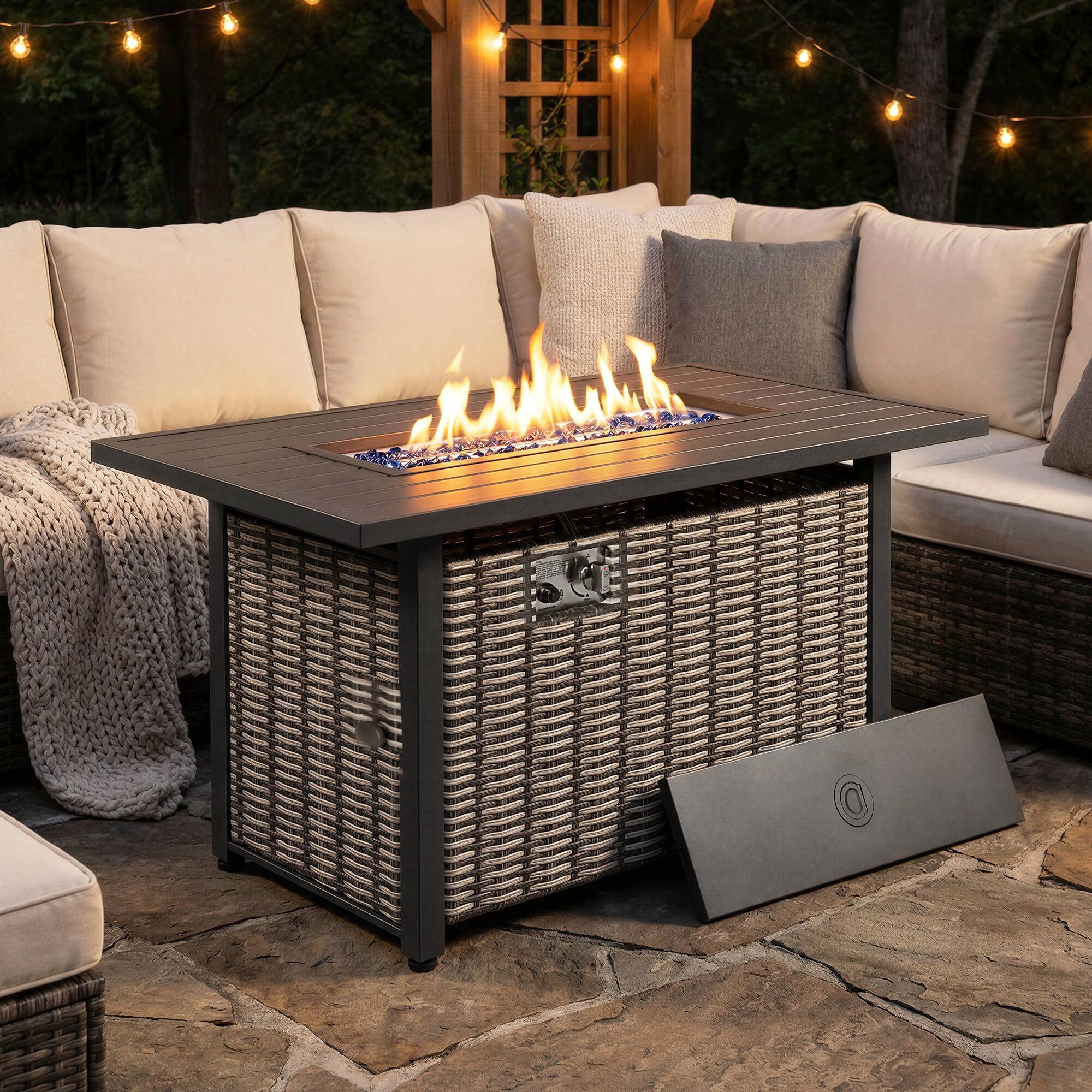 Back. Nuu Garden - Outdoor 43‑inch 50,000 BTU Fire Pit Table.