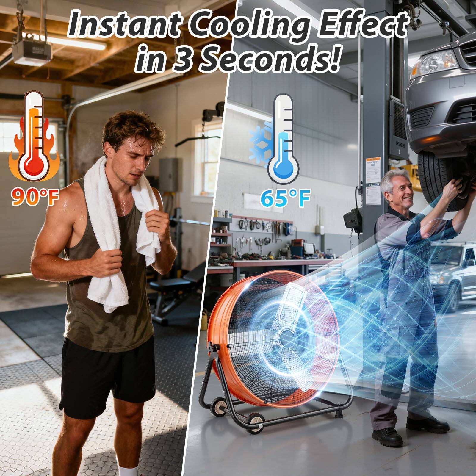 Instant Cooling Effect in 3 Seconds!  
90°F  
65°F