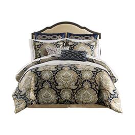 Gracie Mills - Mckee 4-Piece Vintage Medallion Comforter Set - Navy