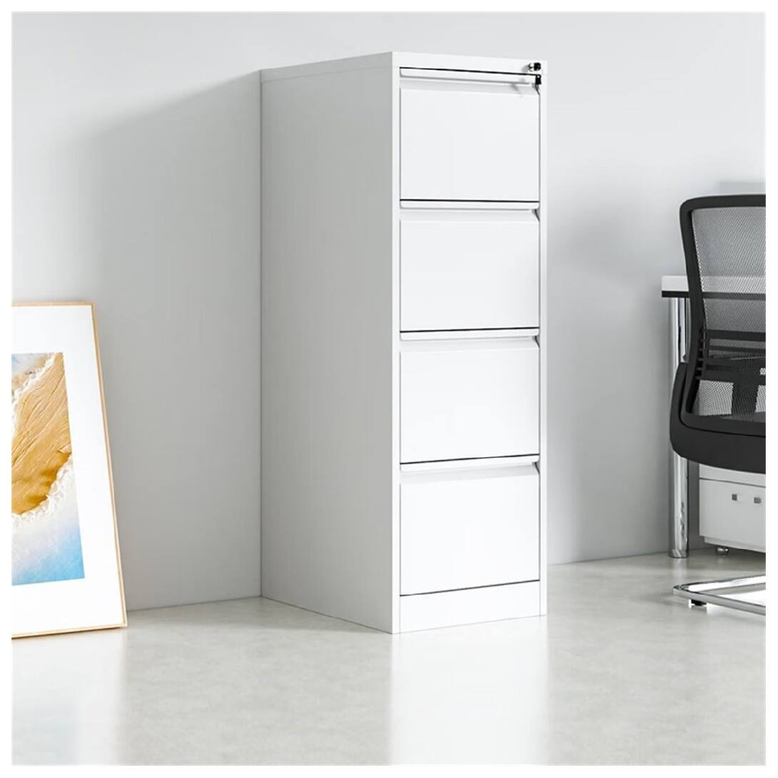 Back. GARVEE - 4 Drawer File Cabinet with Lock, Vertical File Cabinets for Home Office - White.