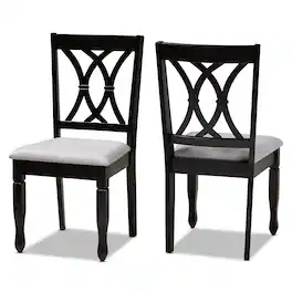 Baxton Studio - Reneau Modern Fabric Upholstered Espresso Finished Wood 2-Piece Dining Chair Set Set - Grey/Espresso