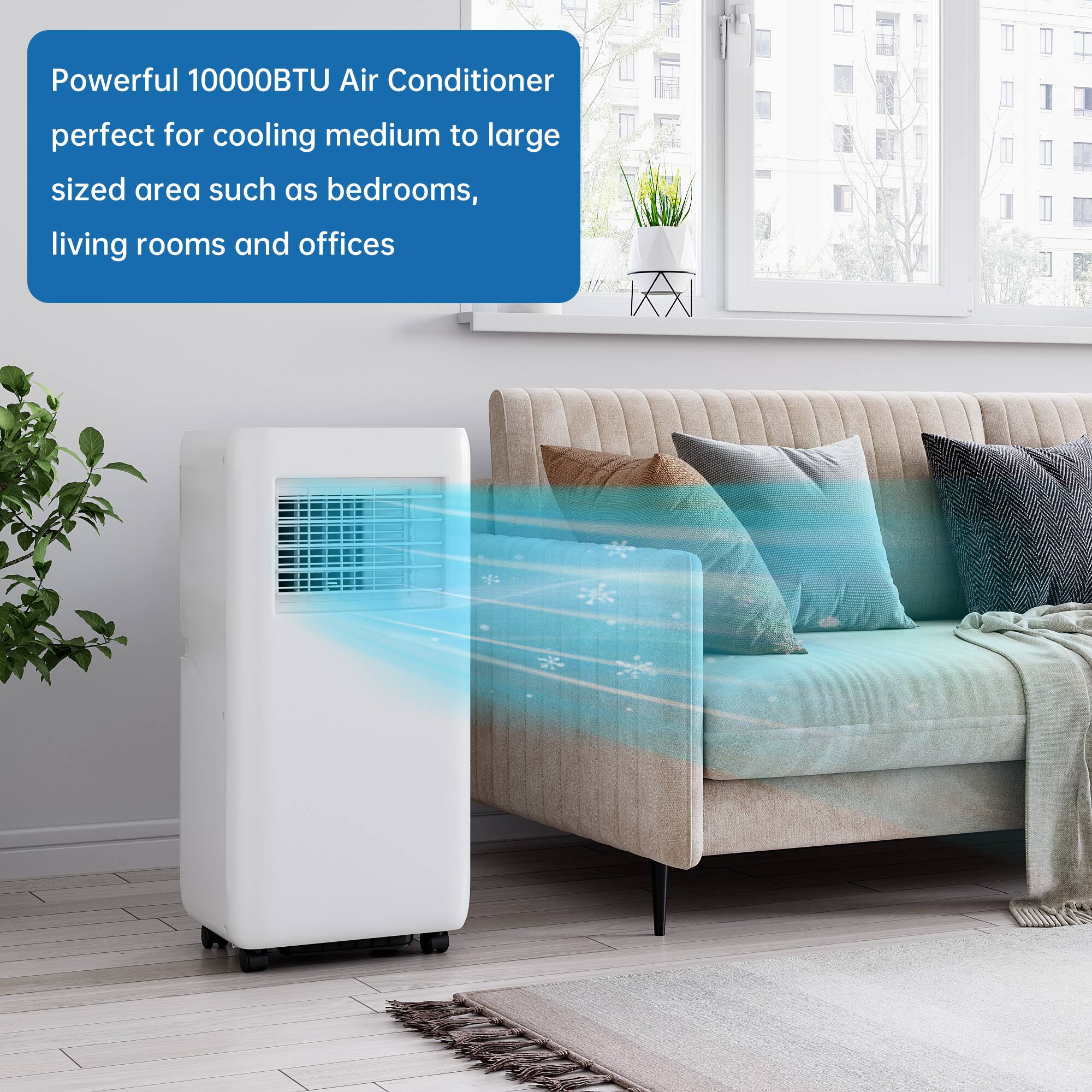 Powerful 10000BTU Air Conditioner perfect for cooling medium to large sized area such as bedrooms, living rooms and offices