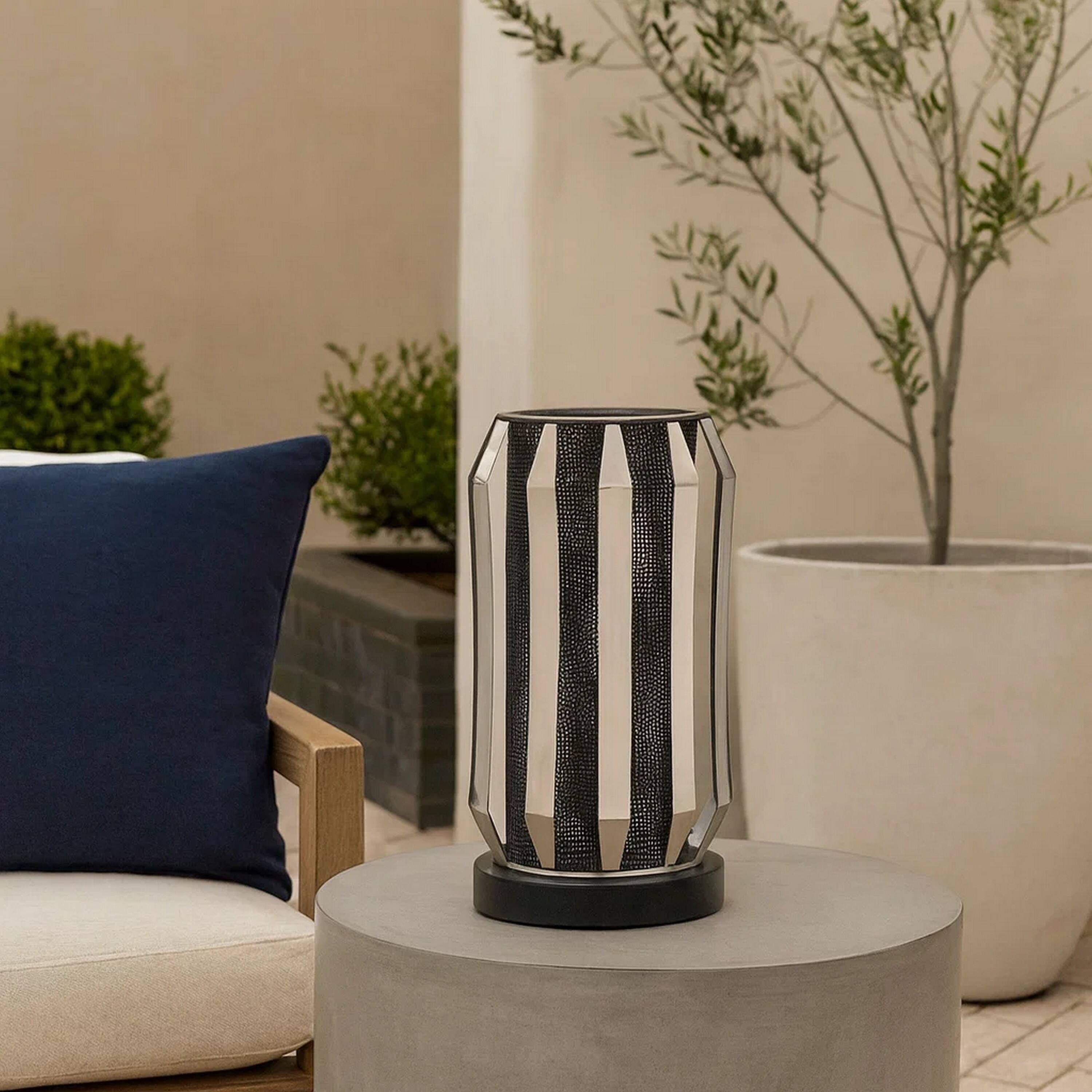 Alt View 3. Manhattan Lane - Pin 13 Inch Table Lamp, Accent Cylinder Metal Shade, Round Base - Black, Gray.