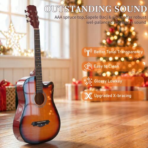 OUTSTANDING SOUND  
AAA spruce top, Sapele back & sides offer robust, well-balanced and warm sound  
Better Tonal Transparency  
Easy to Clean  
Glossy Lowkey  
Upgraded X-bracing