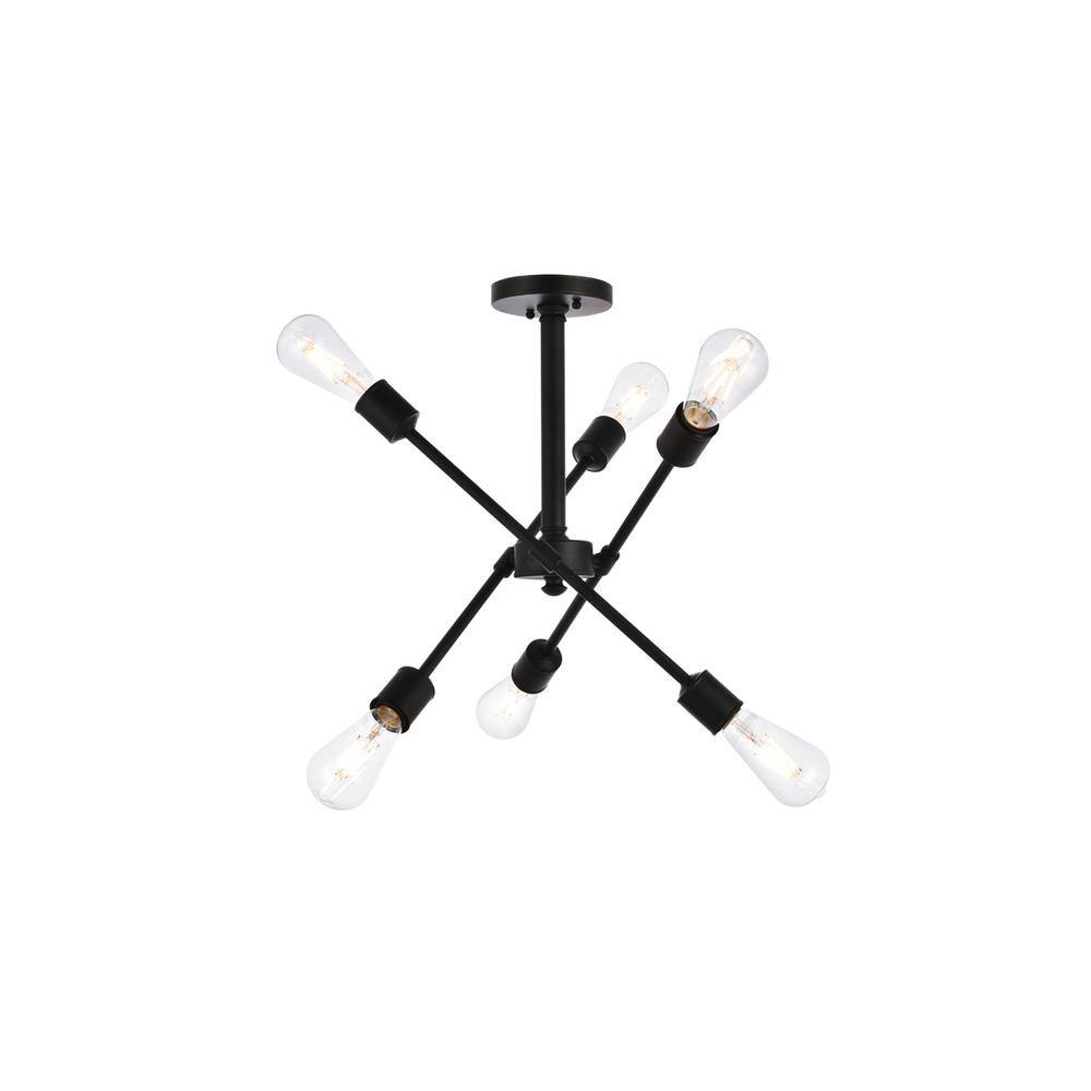Alt View 4. Living District - Axel 6 lights black flushmount - Black.