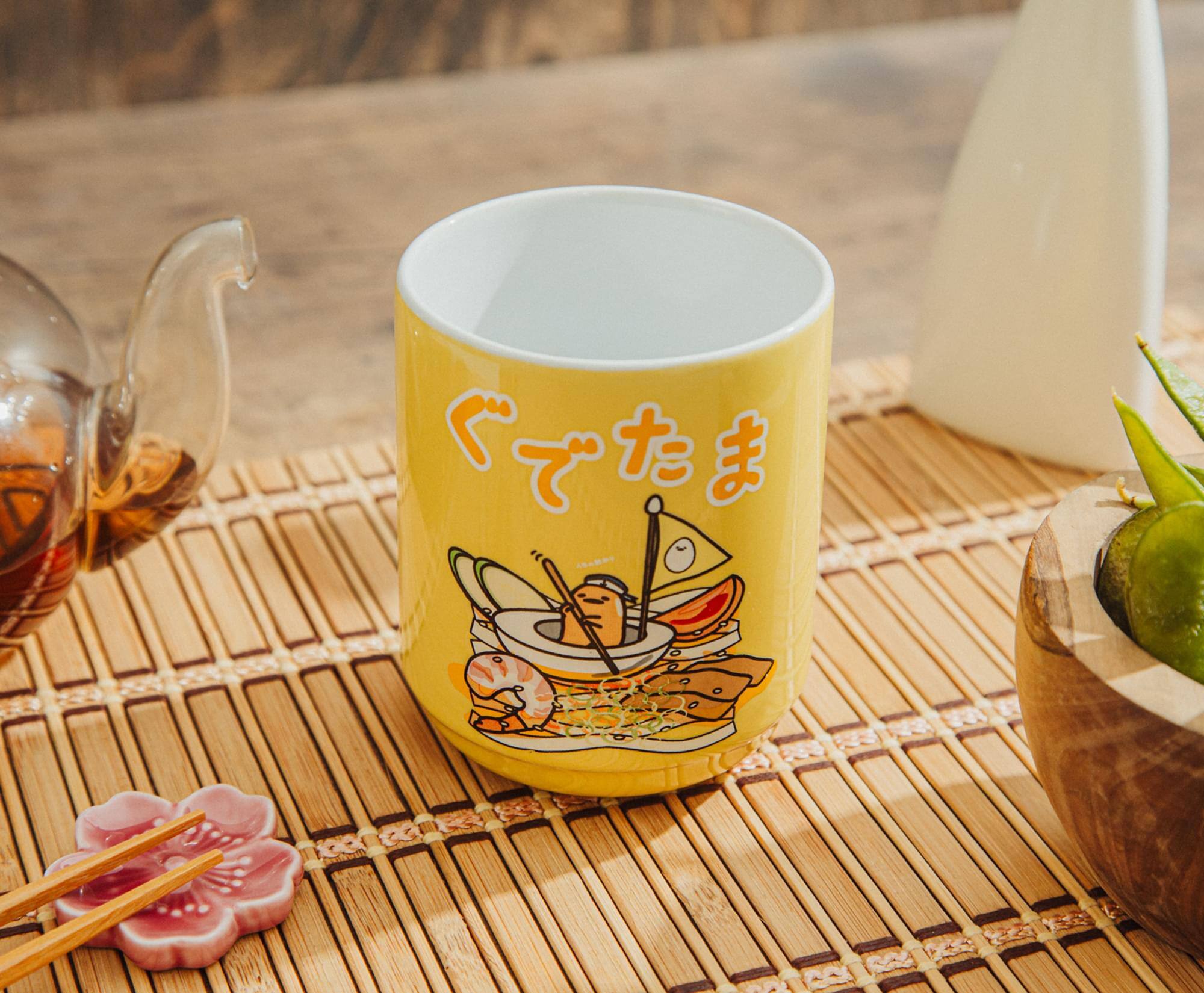 Alt View 5. Silver Buffalo - Sanrio Gudetama Sailing On Ramen Asian Ceramic Tea Cup | Holds 9 Ounces - Yellow.