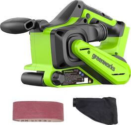 Greenworks - 24V Brushless Cordless 3 x 18in. Belt Sander Kit with Dust Bag and 60 Grit Sandpaper, Tool Only - Green