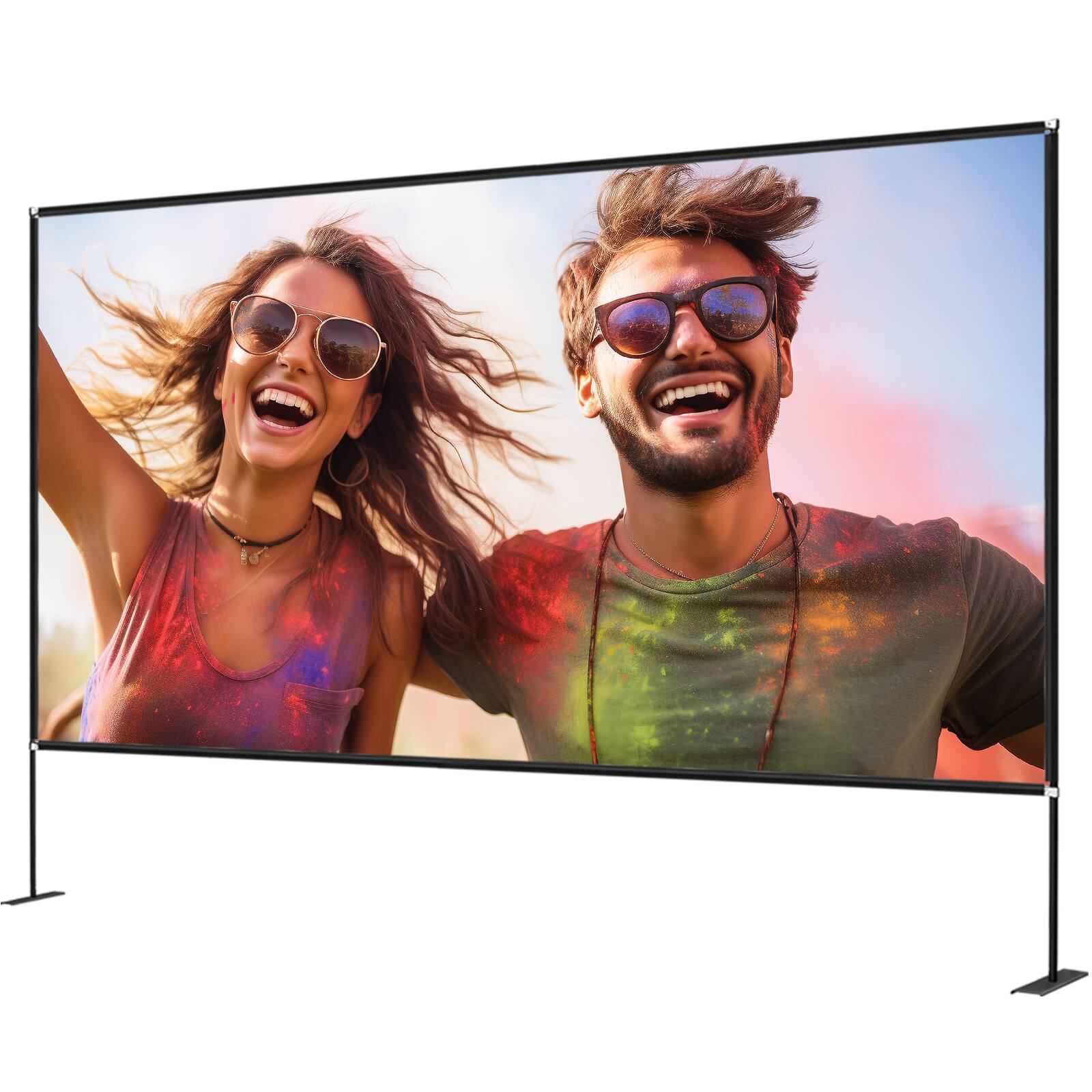 Alt View 5. VEVOR - Projector Screen with Stand 150inch Portable Movie Screen 16:9 4K HD Wide Angle Outdoor Projector Screen - Black,White.