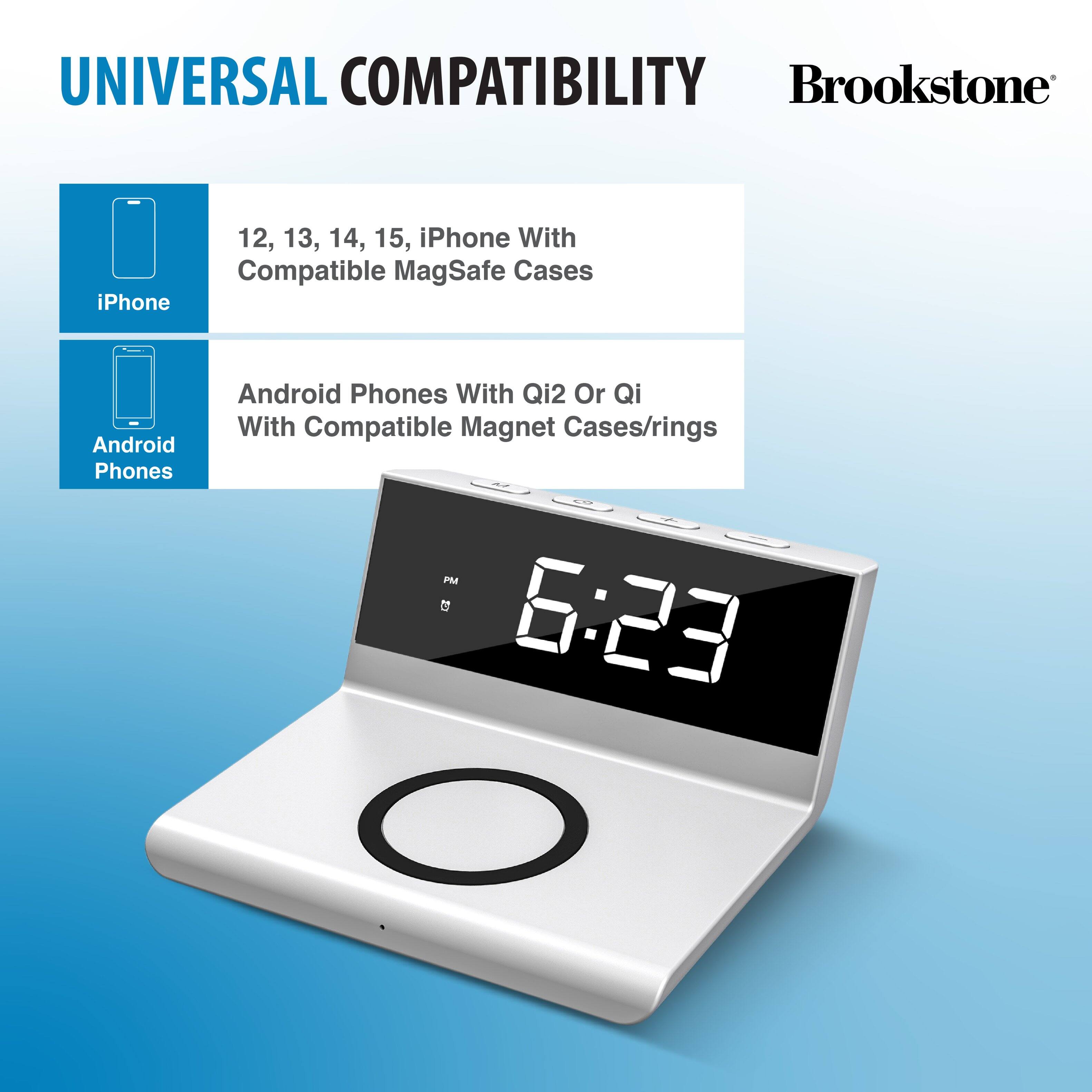 UNIVERSAL COMPATIBILITY Brookstone iPhone 12, 13, 14, 15, iPhone With Compatible MagSafe Cases Android Phones With Qi2 Or Qi With Compatible Magnet Cases/rings PM 6:23