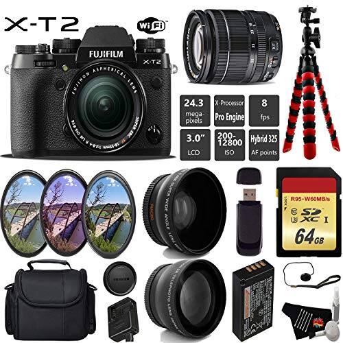 X-T2 Wi-Fi FUJIFILM X-T2 ASPHERICAL FUJINON LENS SUPER SIO THC LM 24.3 X X-Processor 8 mega-pixels 3.0" 200-12800 Hybrid LCD ISO AF points MACRO WIDE ANGLE LENS R95 W60MB/s 64GB TELEPHOTO