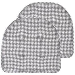 Sweet Home Collection - Houndstooth Stitch U Shaped Memory Foam 17" x 16" Chair Cushions, 2-Pack - Gray