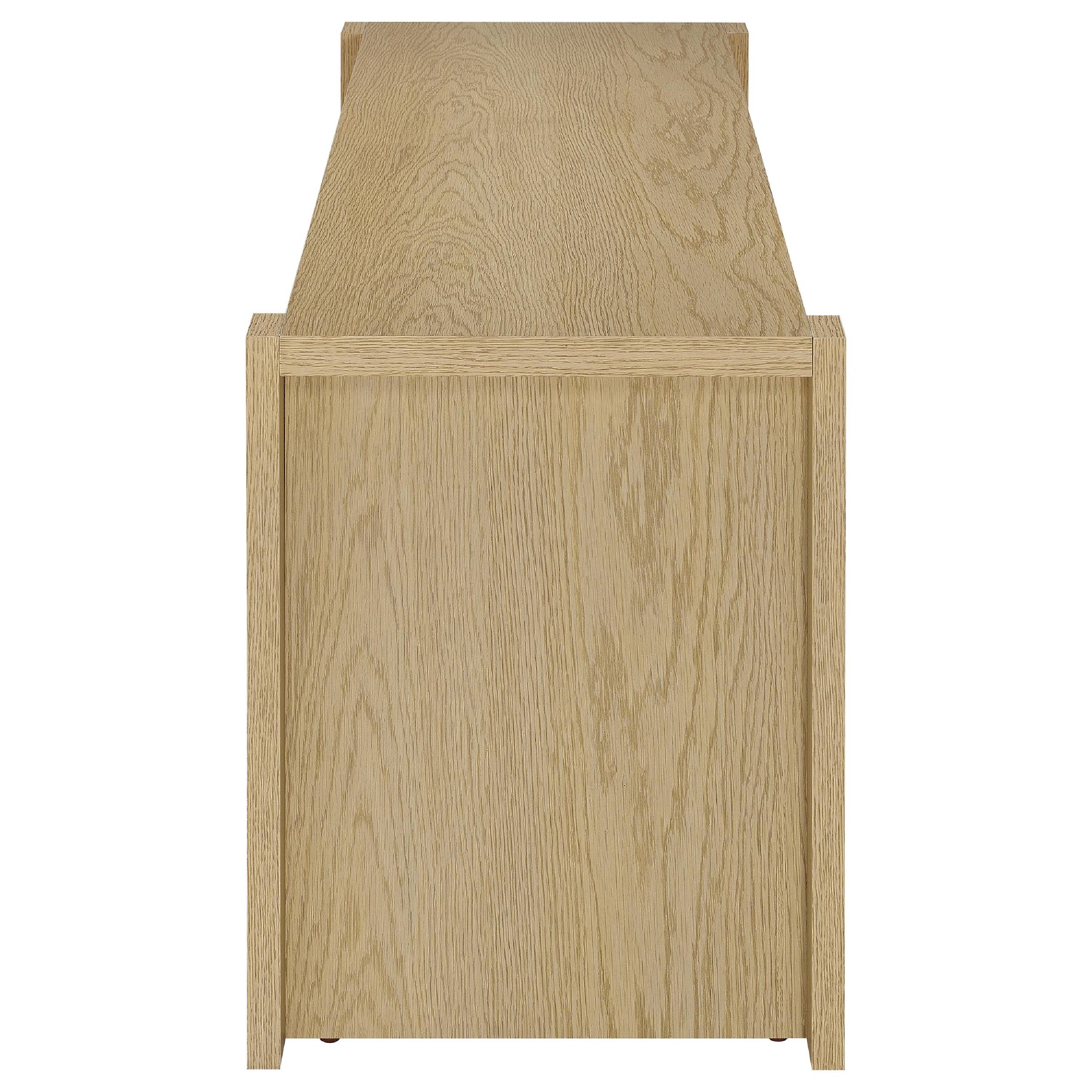 Alt View 2. Manhattan Lane - Laury TV Stand Media Console with Open Shelves, Light Oak Wood 60 Inch - Light Oak Brown.