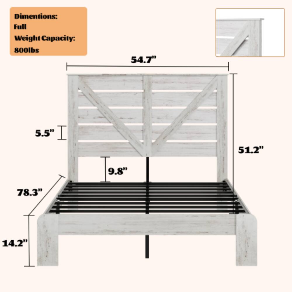 Dimensions:  
Full  
Weight Capacity: 800lbs  

54.7"  
5.5"  
51.2"  
9.8"  
78.3"  
14.2"