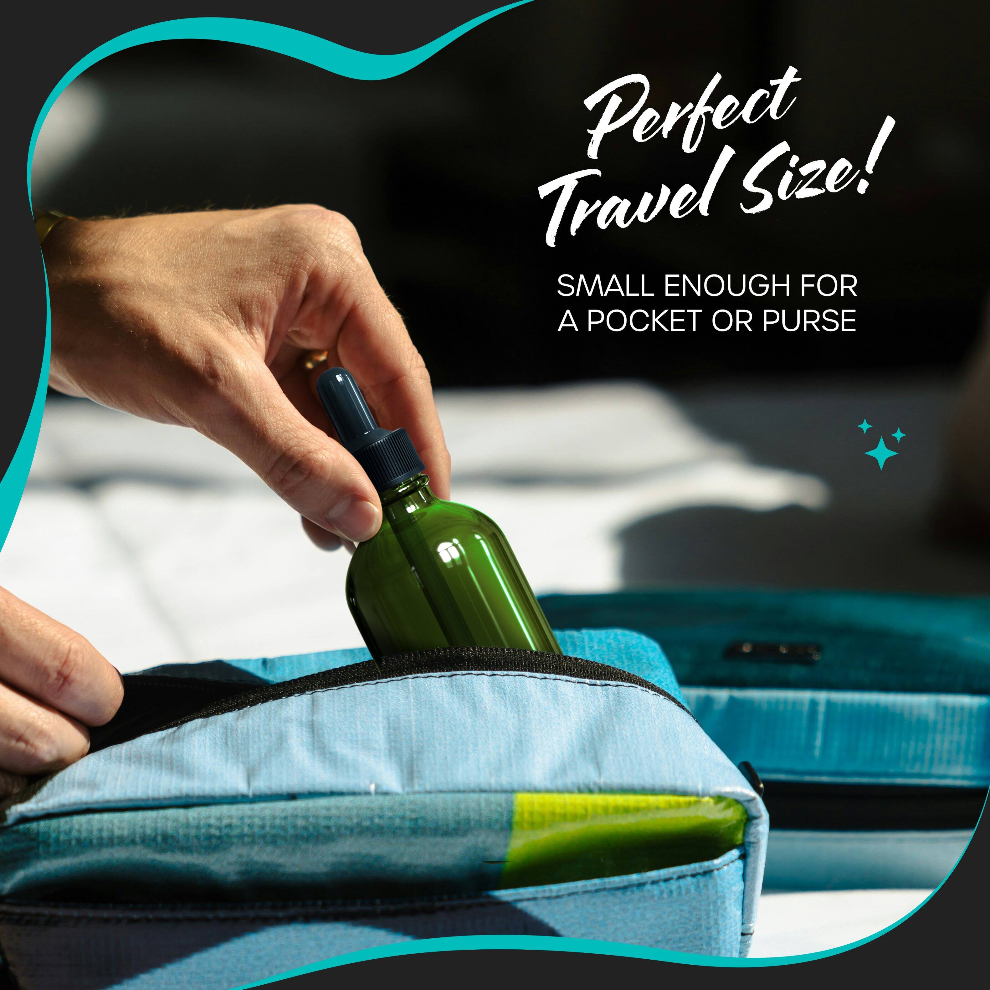 Perfect Size!  
Travel SMALL ENOUGH FOR A POCKET OR PURSE