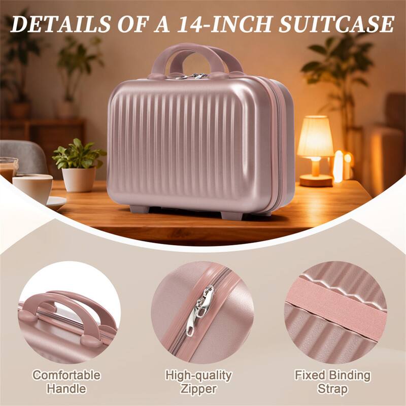 DETAILS OF A 14-INCH SUITCASE

- Comfortable Handle
- High-quality Zipper
- Fixed Binding Strap