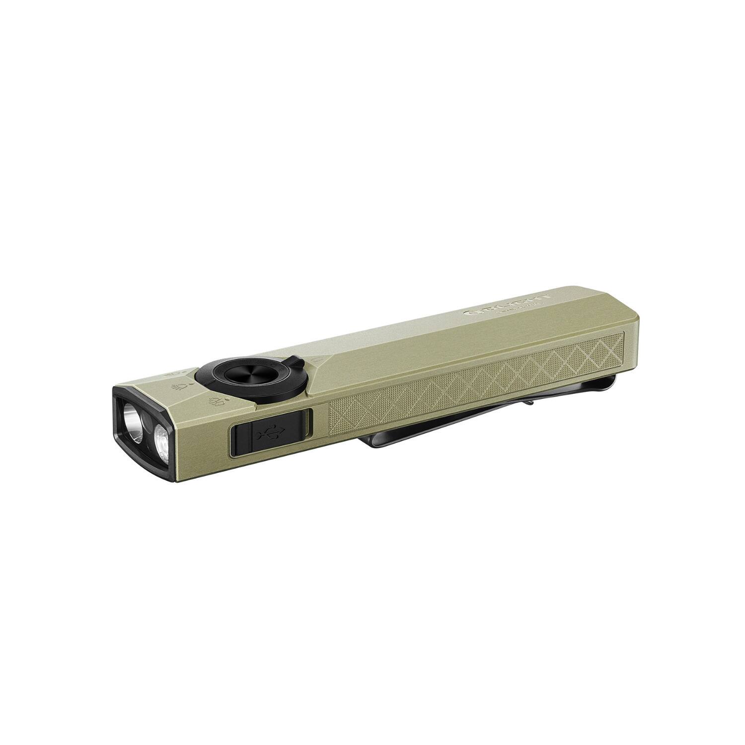 Back. OLIGHT - OLIGHT ArkPro Ultra EDC Flat Rechargeable Flashlight (Olive Green CW).