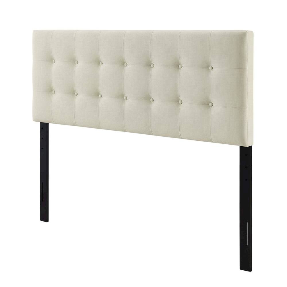 Front. FurniFact - Upholstered Queen Headboard with Fabric Cover and Padded Design for Comfort - Beige.