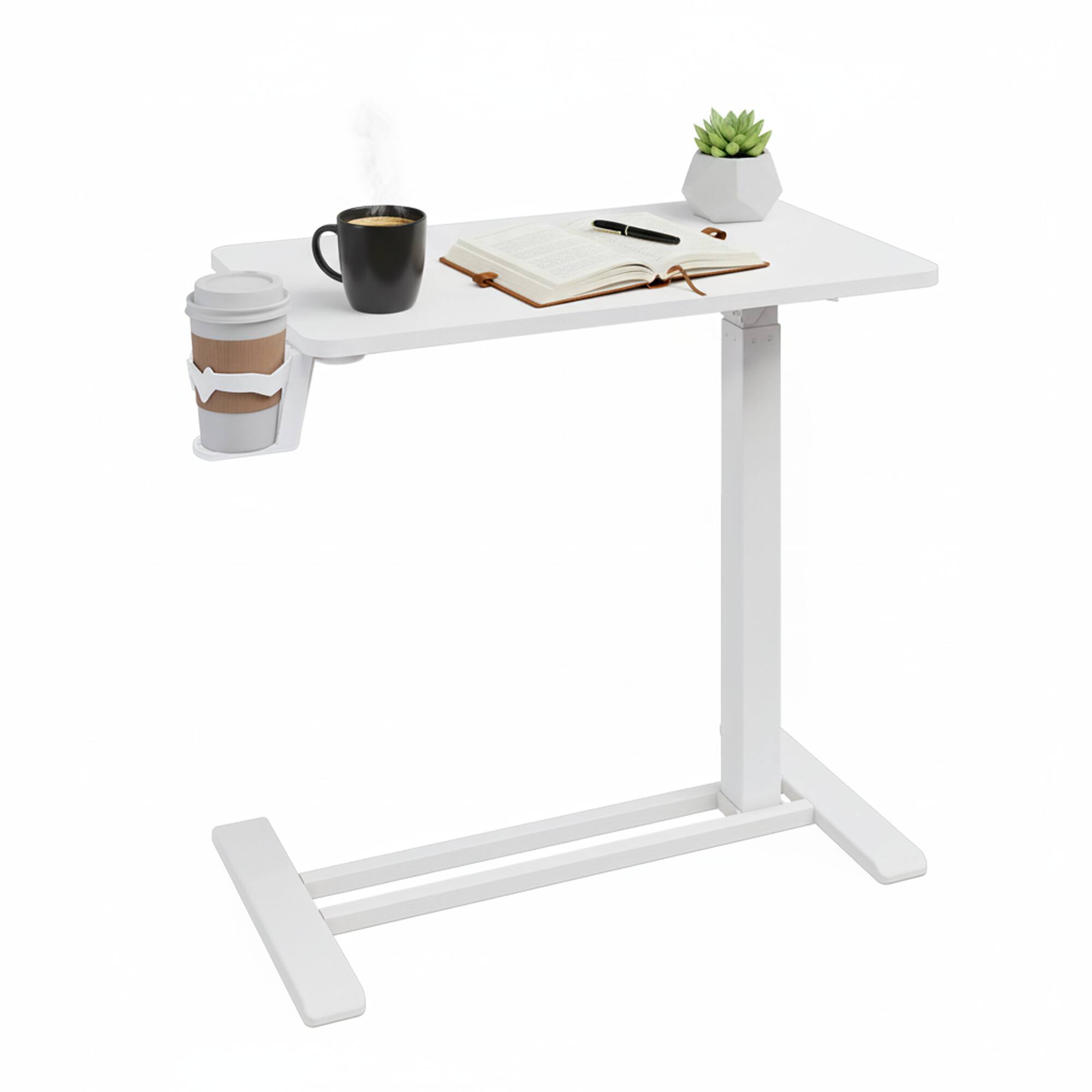 Angle. FlexiSpot - H7 Mobile Workstation and Overbed Table with Gas Lift - 32x18 - White.