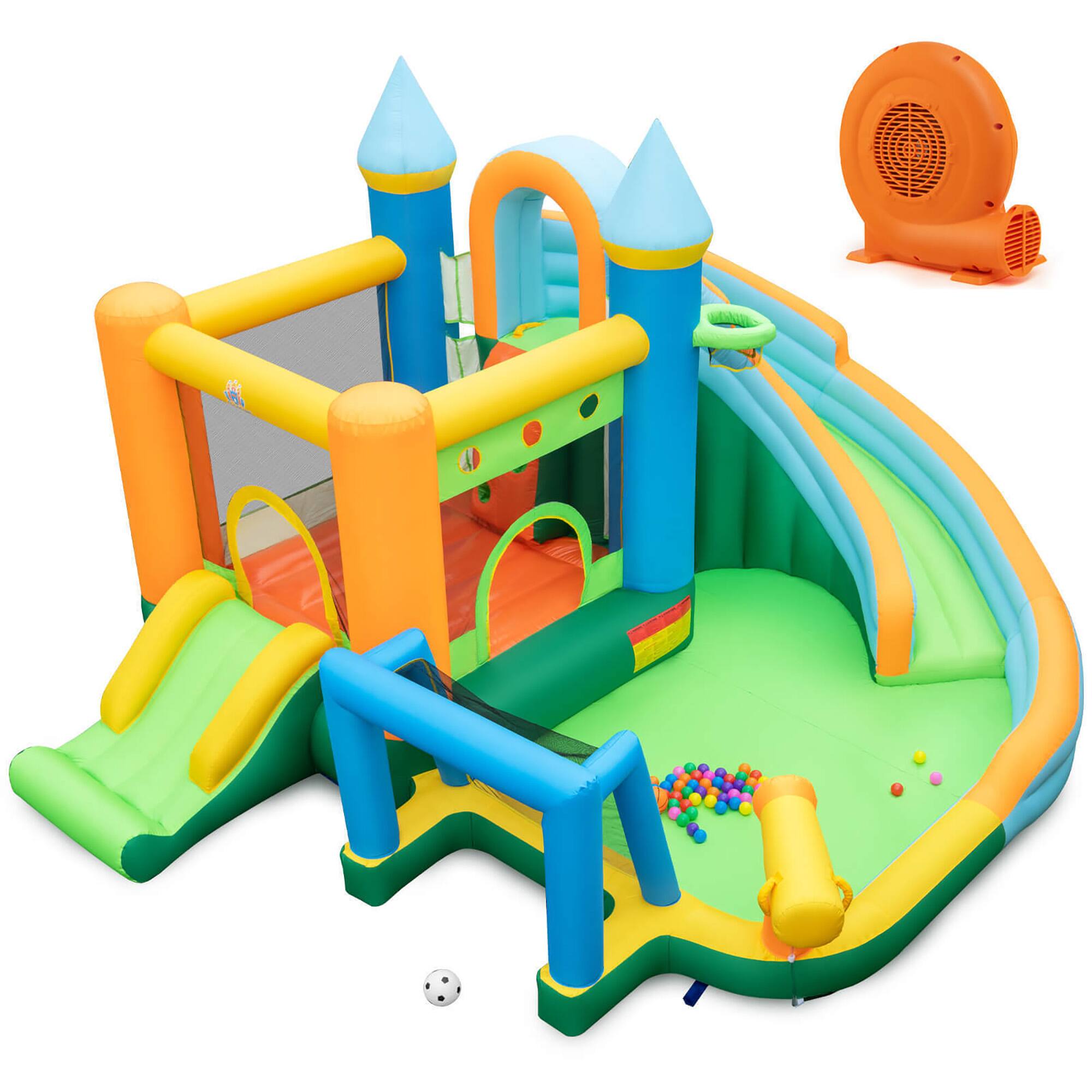Alt View 6. Gymax - Gymax Inflatable Water Slide Kids Blow up Water Park w/ Climbing Wall Blower Included - Multicolor.