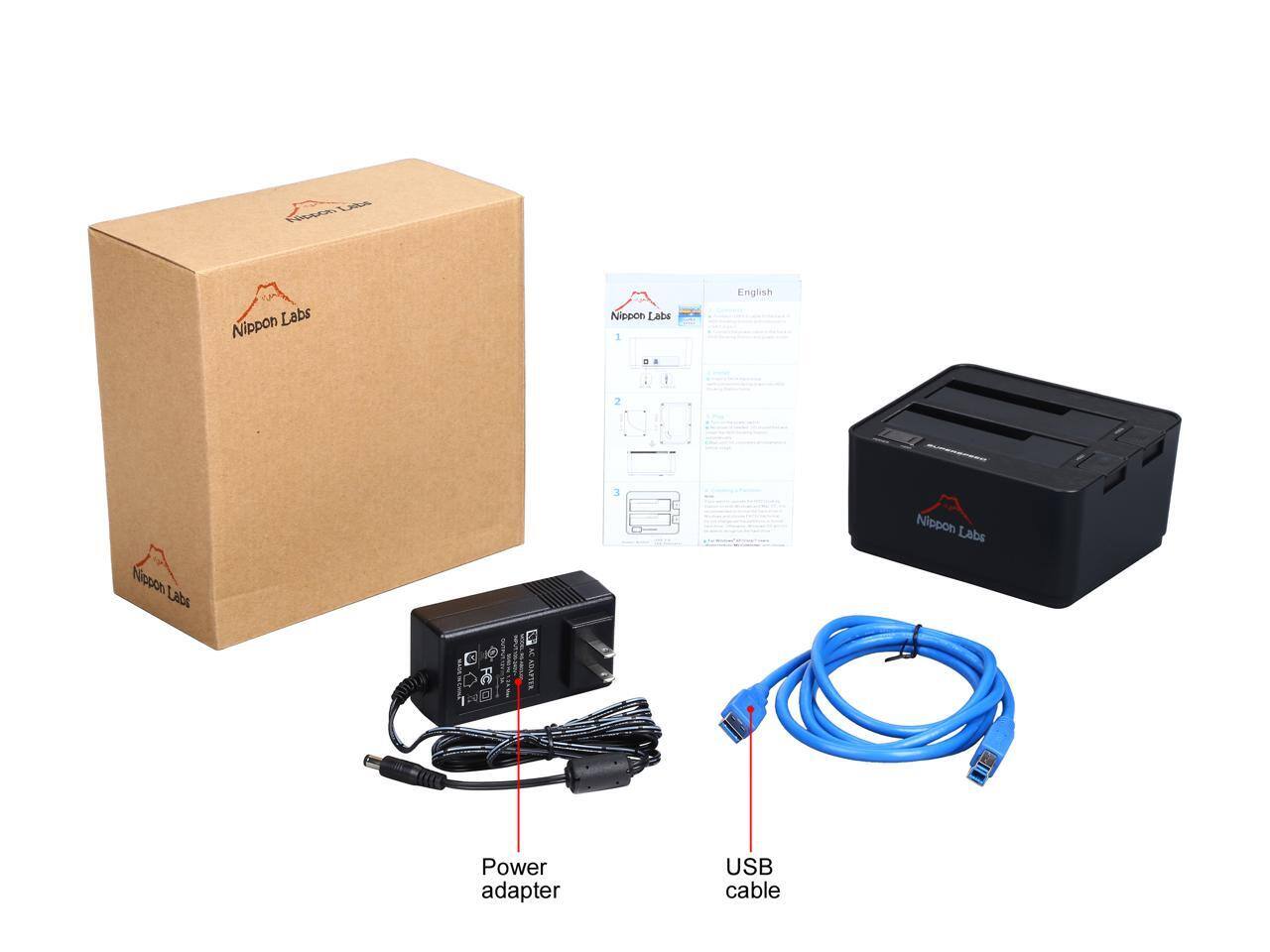 Nippon Labs  
1. English  
2. Nbcon Labs  
3. Nippon Labs UUTA D A ADAPTER  
Power adapter USB cable